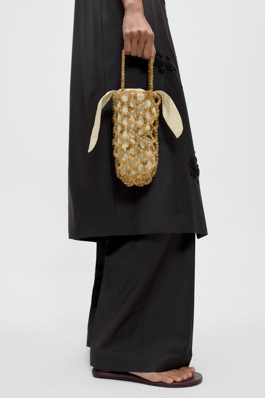BOLSO ARTESANAL DE CUENTAS JASPE MIEL