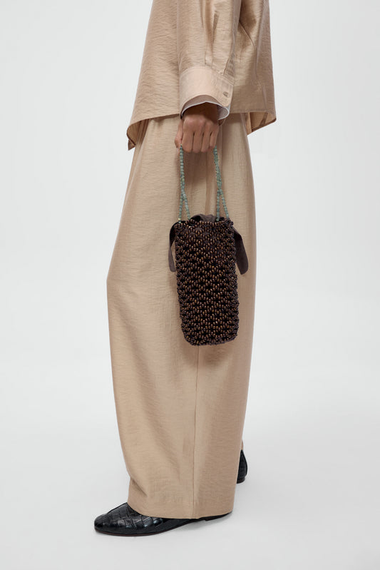BOLSO ARTESANAL DE CUENTAS DE MADERA