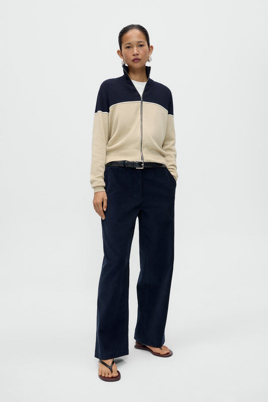 MERINO WOOL COLORBLOCK CARDIGAN