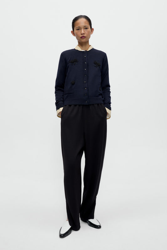 MERINO WOOL EMBELLISHED CARDIGAN