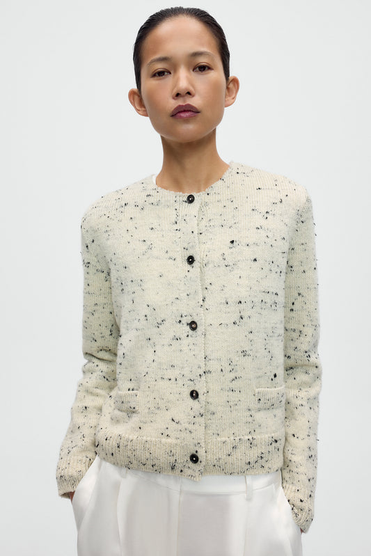 MERINO WOOL FLECKED CARDIGAN