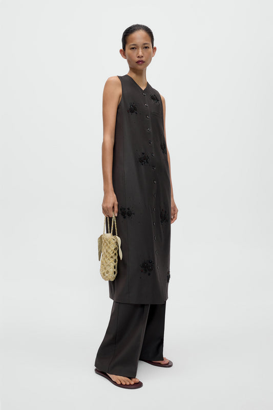 TAILORED EMBELLISHED LONG DRESS