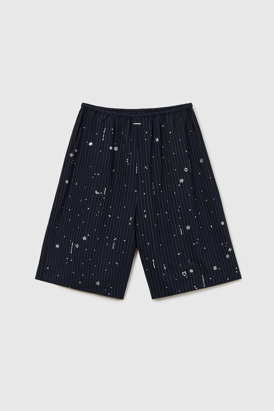 EMBELLISHED PINSTRIPE BERMUDA