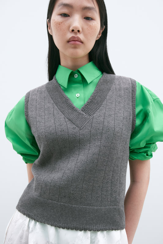 MERINO POINTELLE WAISTCOAT GREY