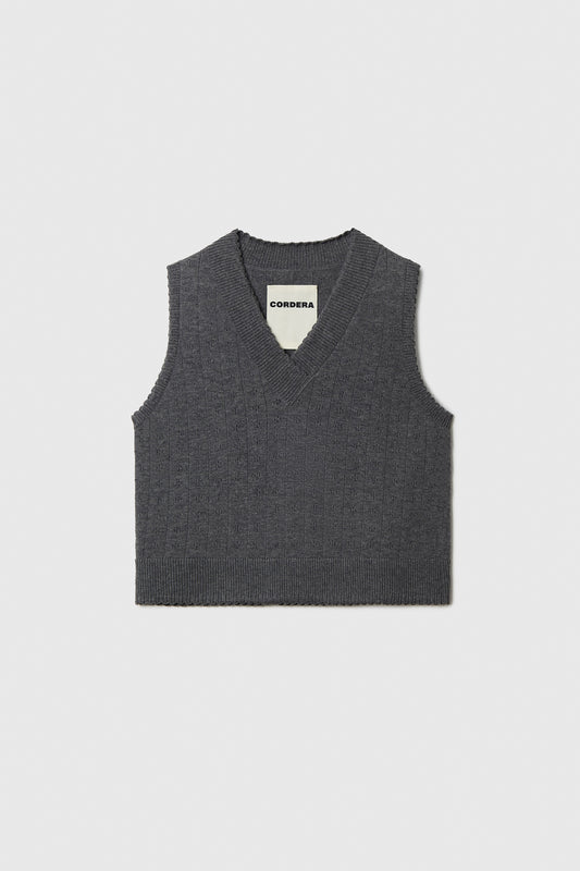 MERINO POINTELLE WAISTCOAT GREY