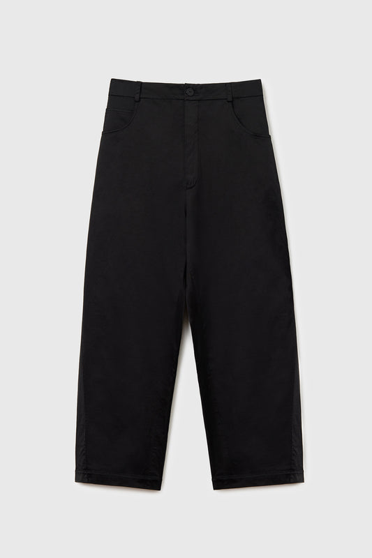 SATIN STRAIGHT PANTS BLACK