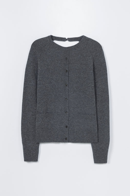 MERINO WOOL OPEN-BACK CARDIGAN