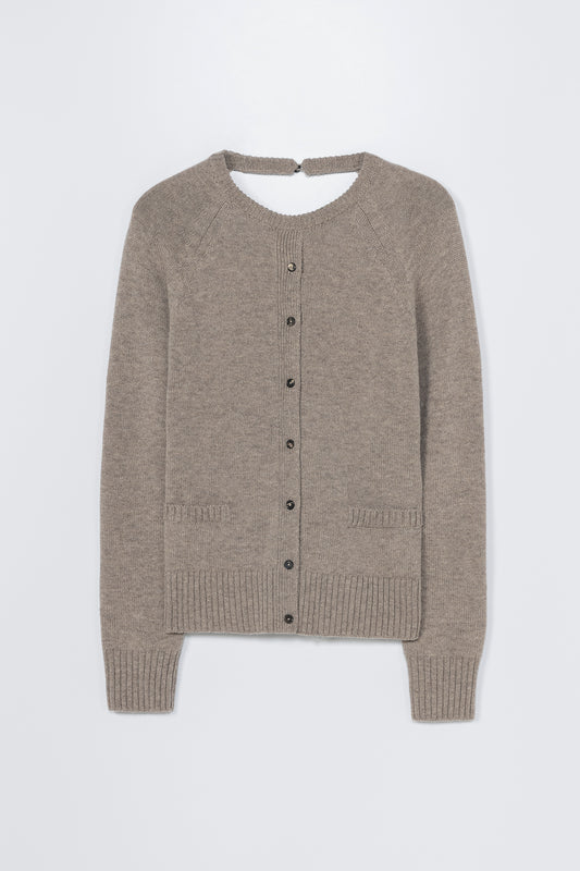 MERINO WOOL OPEN-BACK CARDIGAN