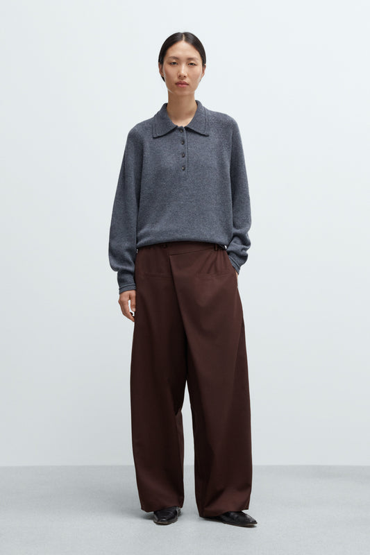 MERINO WOOL POLO SWEATER