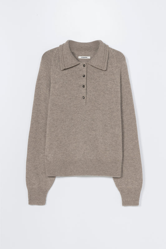 MERINO WOOL POLO SWEATER