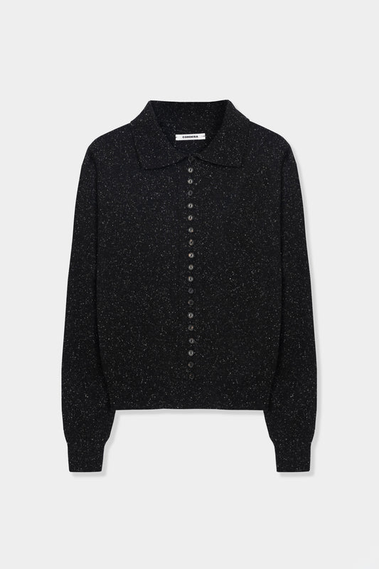 SILK & WOOL FLECKED POLO