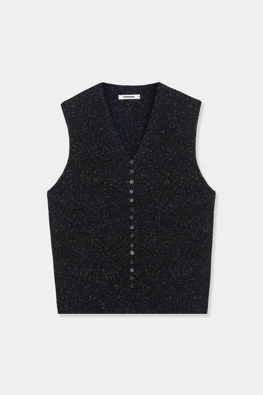 SILK & WOOL FLECKED WAISTCOAT