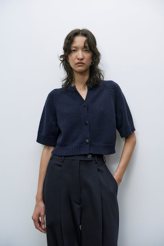 COTTON BUTTONED TOP NAVY