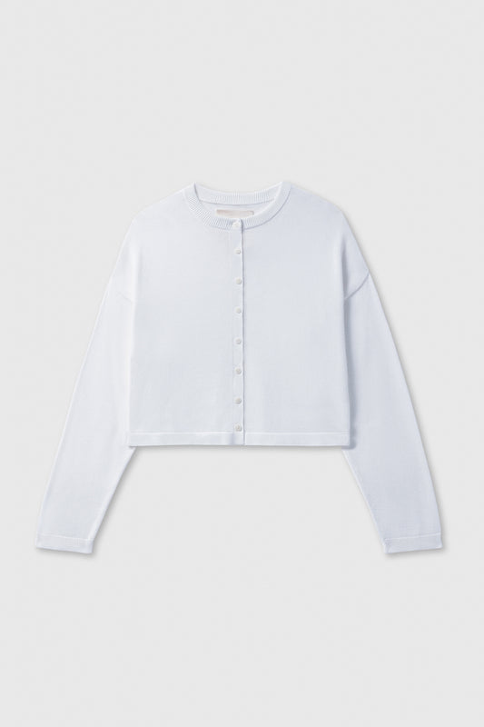 COTTON CROPPED CARDIGAN WHITE