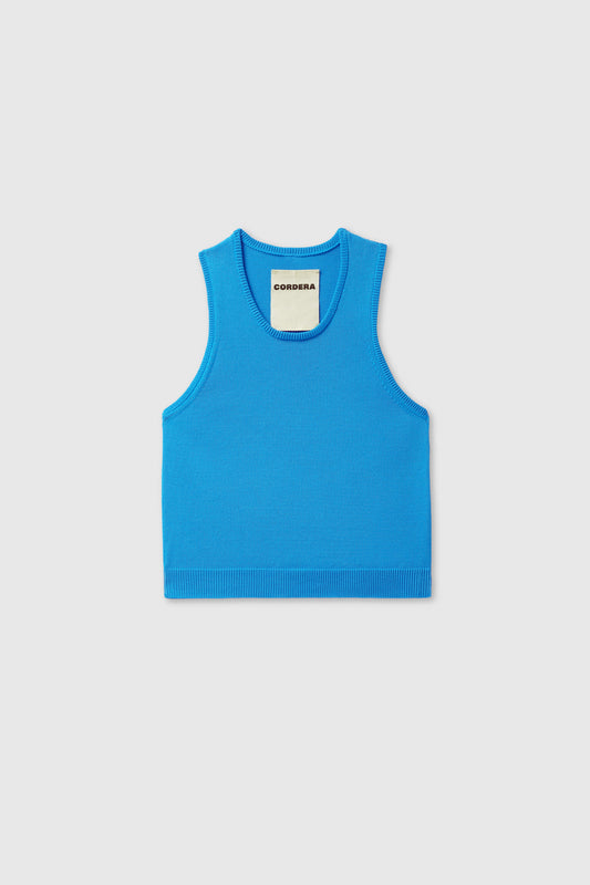 COTTON CROPPED TANK TOP CERÚLEO