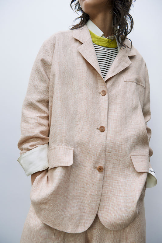 MELANGE OVERSIZED LINEN BLAZER