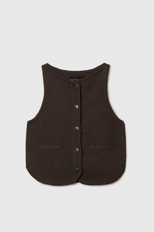 BOAT-NECK WAISTCOAT BROWN