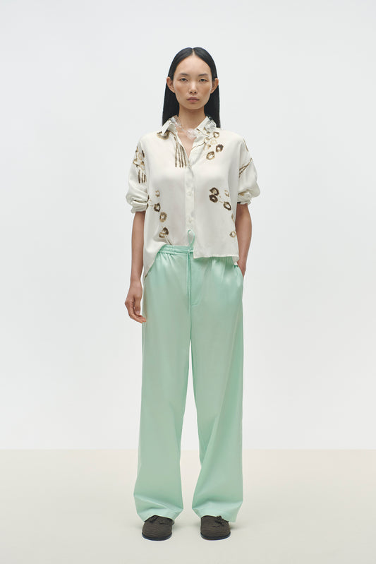 COTTON RELAXED PANTS BROOK GREEN