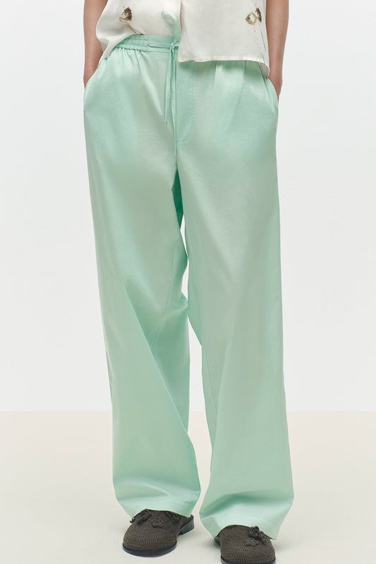 COTTON RELAXED PANTS BROOK GREEN