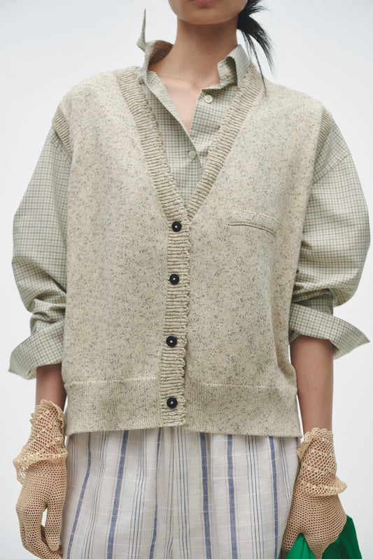 FLECKED COTTON WAISTCOAT NATURAL
