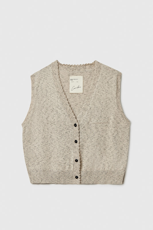 FLECKED COTTON WAISTCOAT NATURAL