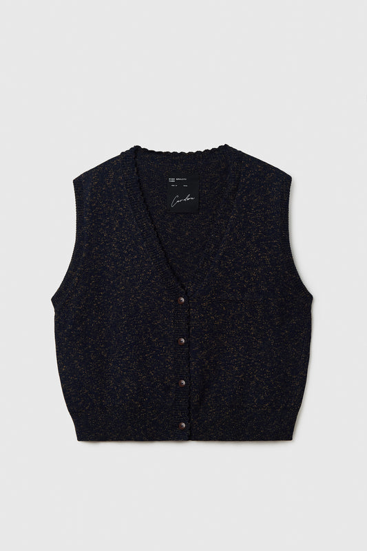FLECKED COTTON WAISTCOAT NAVY