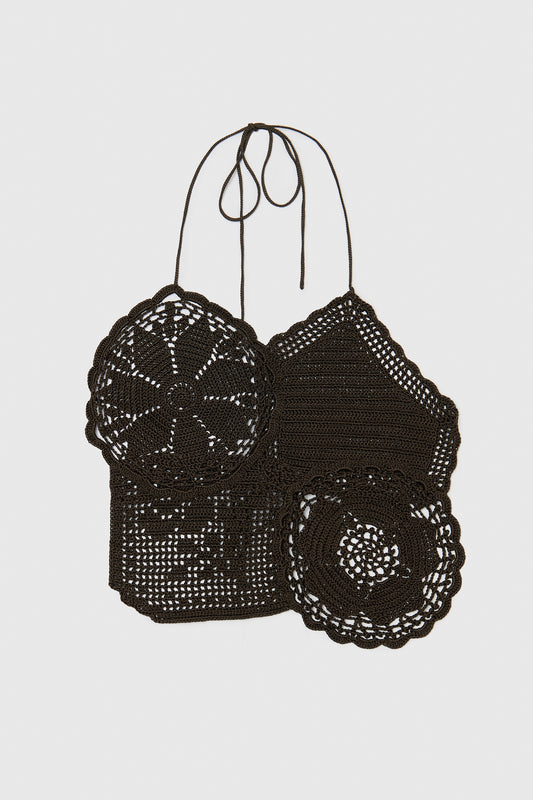HANDMADE CROCHET TOP BROWN