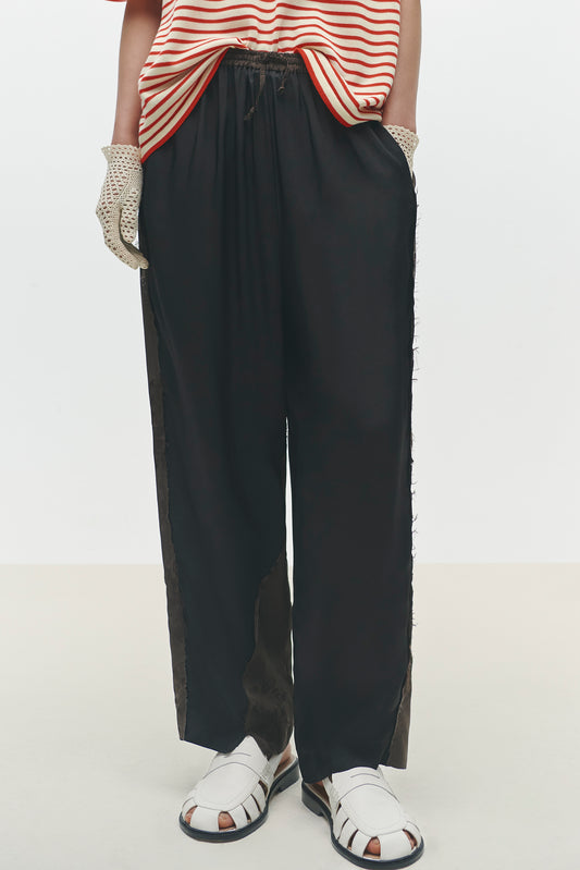 JACQUARD RELAXED PANTS DARK BROWN