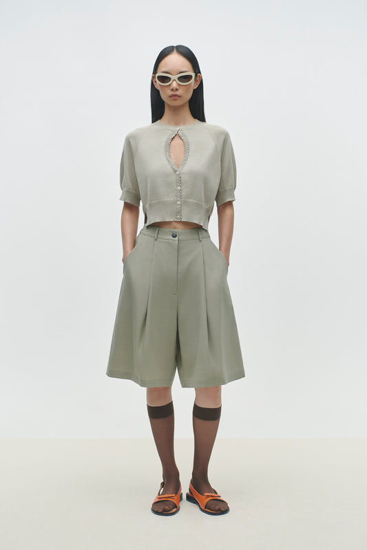 ORGANIC COTTON CUT-OUT TOP PEARL GREY