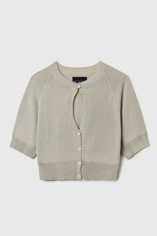 ORGANIC COTTON CUT-OUT TOP PEARL GREY