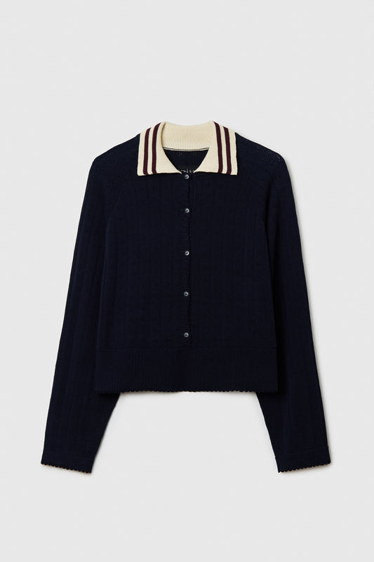 ORGANIC COTTON LONG SLEEVES POLO NAVY