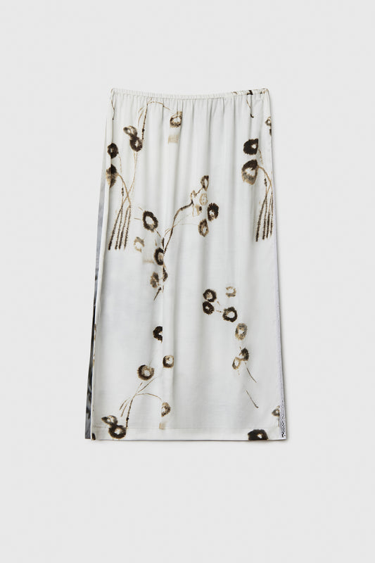 PRINTED LONG SKIRT WITH LACE