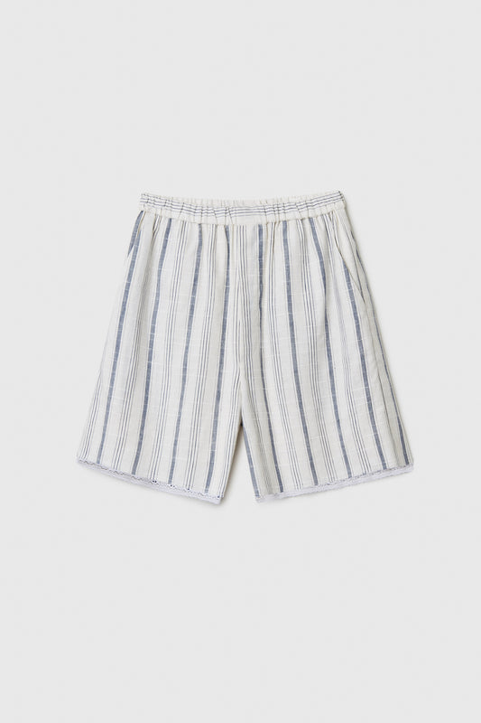 STRIPED BERMUDA WITH LACE