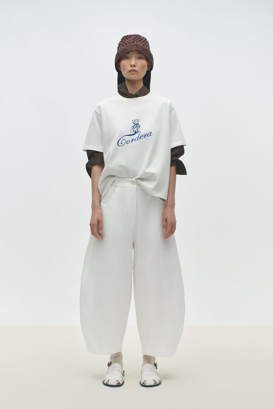 TUBULAR CURVED PANTS WHITE