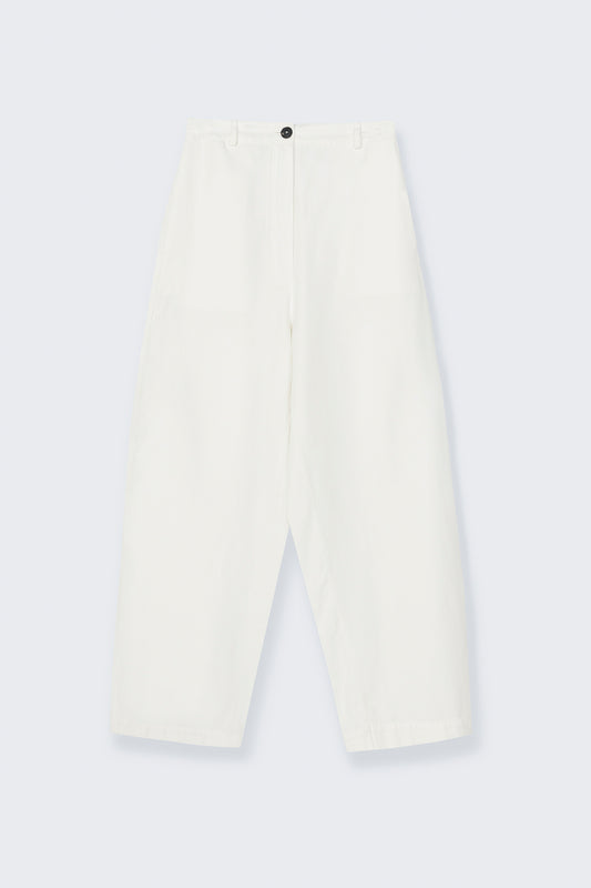 COTTON & LINEN CURVED PANTS