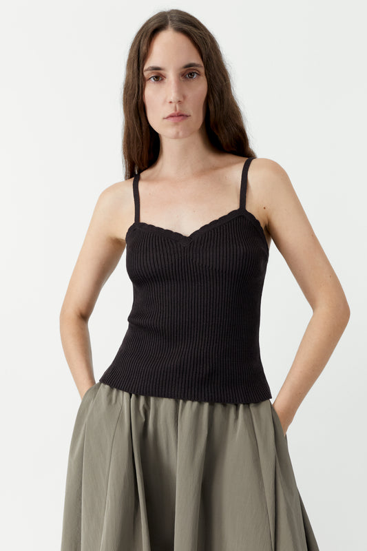 COTTON & SILK RIBBED TANK TOP