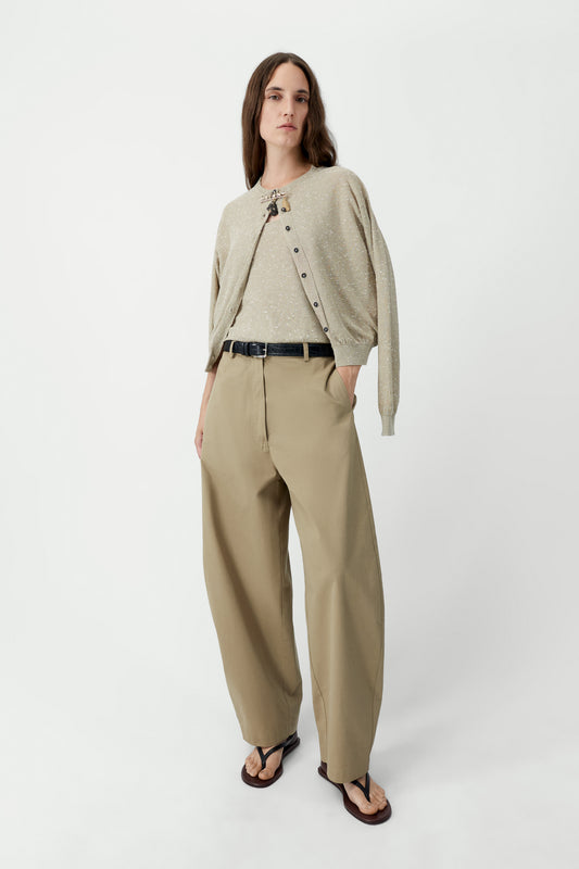 LINEN & COTTON FLECKED CARDIGAN