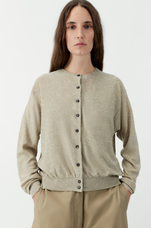 LINEN & COTTON FLECKED CARDIGAN