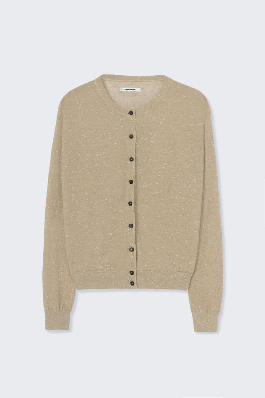 LINEN & COTTON FLECKED CARDIGAN