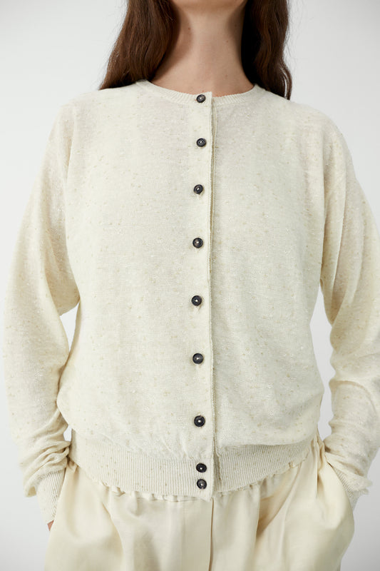 LINEN & COTTON FLECKED CARDIGAN