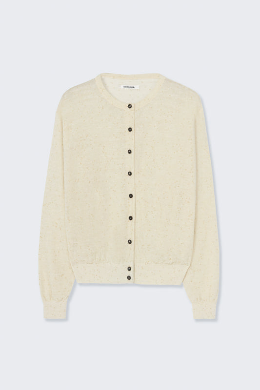 LINEN & COTTON FLECKED CARDIGAN