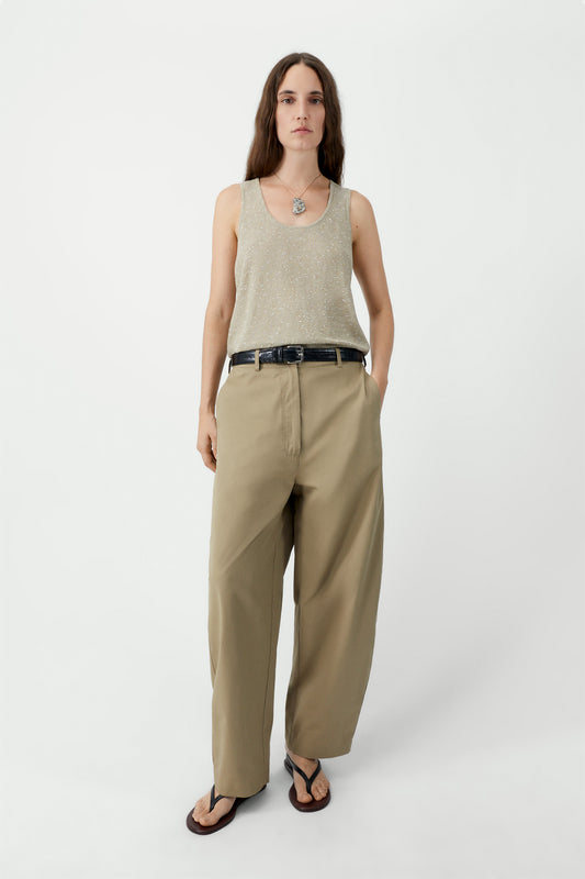 LINEN & COTTON FLECKED TANK TOP