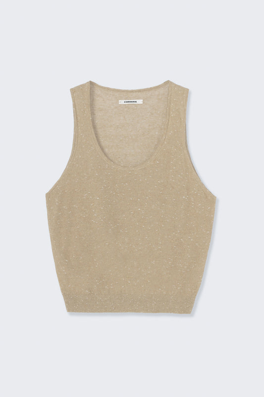 LINEN & COTTON FLECKED TANK TOP