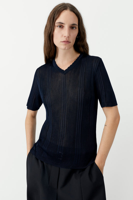 RIBBED KNIT T-SHIRT