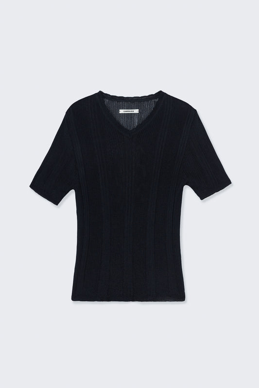 RIBBED KNIT T-SHIRT