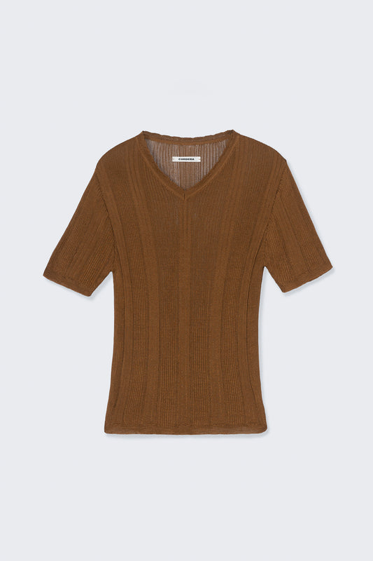 RIBBED KNIT T-SHIRT