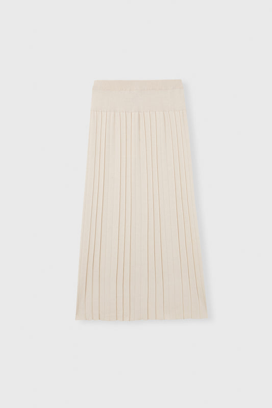 PLEATED KNIT SKIRT NATURAL