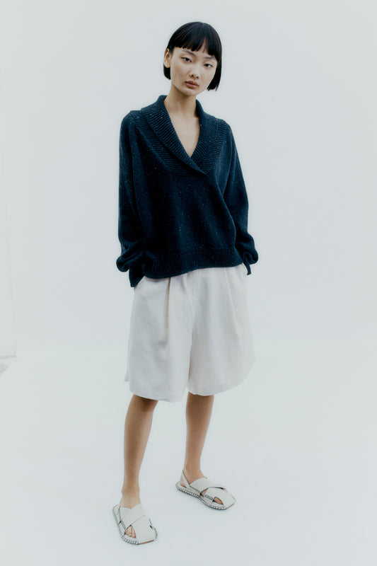 HEATHER COTTON SWEATER BLACK