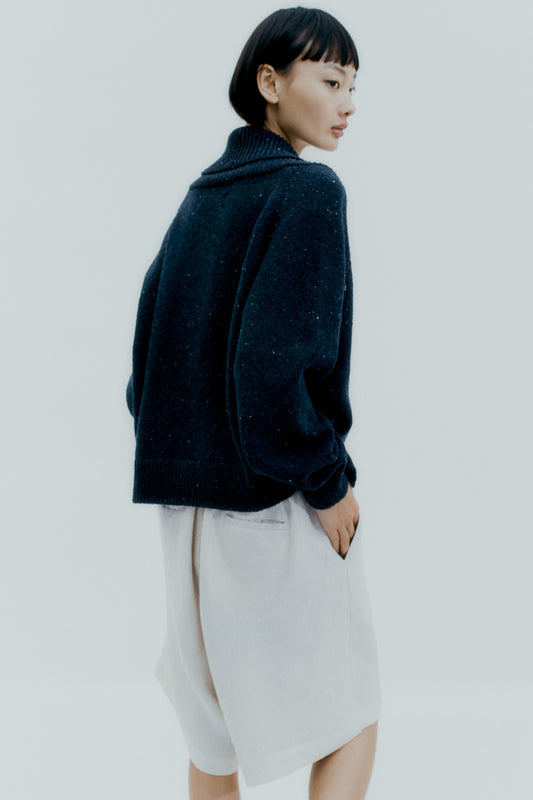HEATHER COTTON SWEATER BLACK