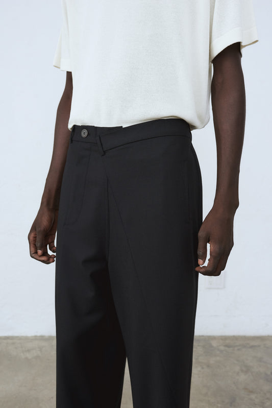 DRAPED TAILORING PANTS BLACK
